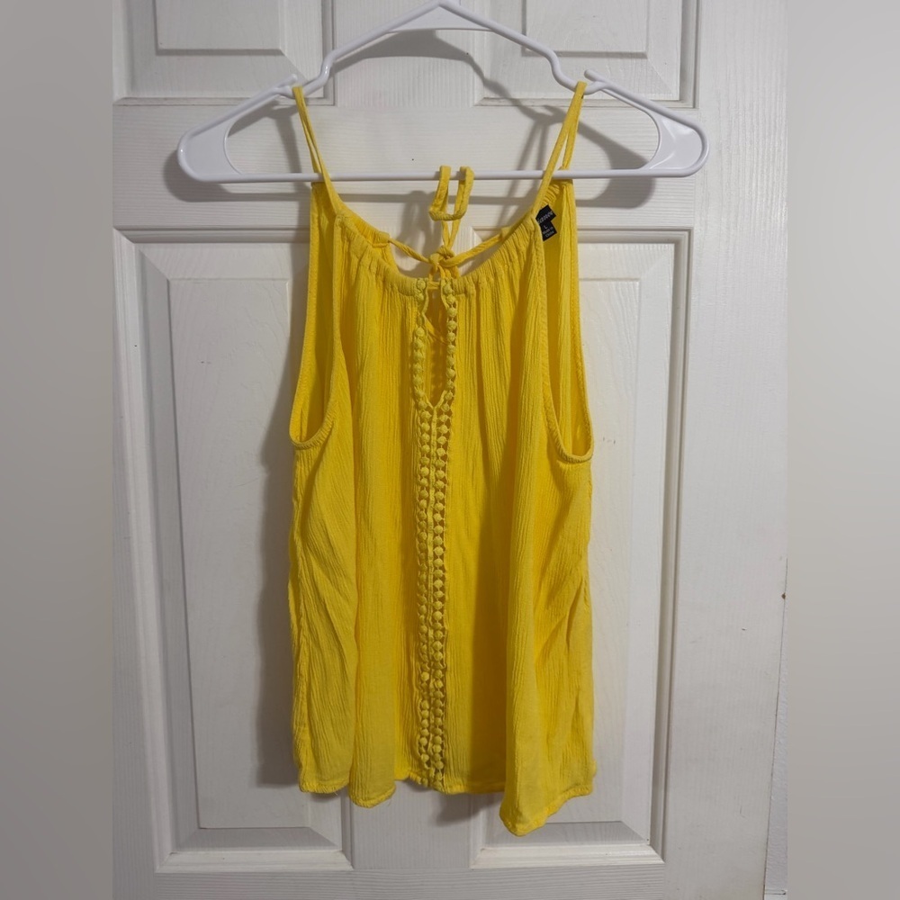 Ambiance Women Sunshine Yellow Cami Tank Top Boho Festive Large